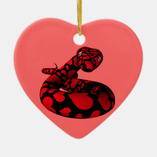 Red Love Snake Ceramic Tree Decoration