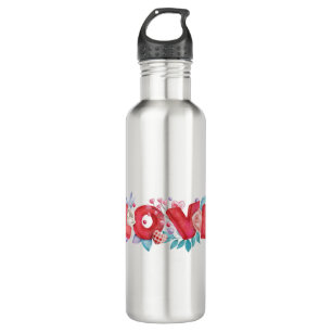 Red Love Text in Bold Block Letters Watercolor 710 Ml Water Bottle