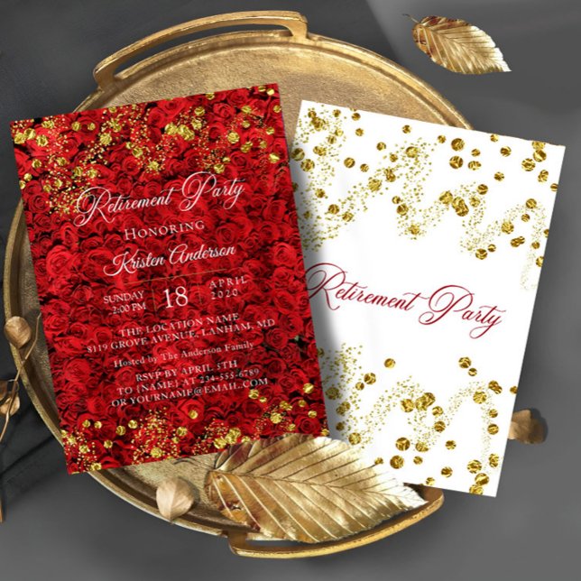 Red Love Turkish Roses Retirement Party Invitation (Creator Uploaded)