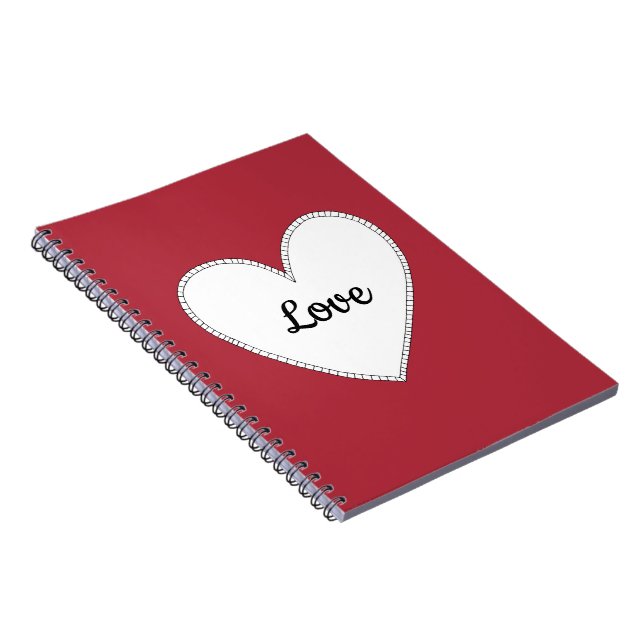 Red Love with White Heart Notebook (Right Side)