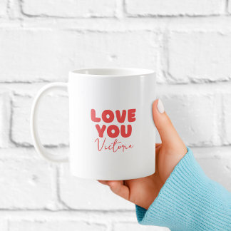 Red Love You Personalised Mug for Girlfriend 
