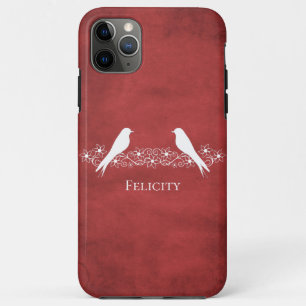 Red Lovebirds Floral Vine iPhone Case