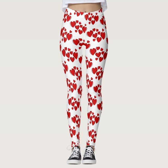 Red lovely harts  Leggings (Front)