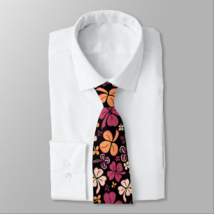 Red Lucky Clover 4 Leaves Shamrock Pattern Tie