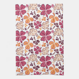 Red Lucky Shamrock Clover St. Patrick`s Day Kitche Tea Towel