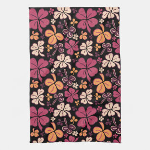 Red Lucky Shamrock Clover St. Patrick`s Day Tea Towel