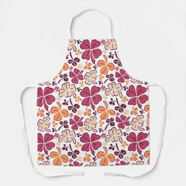 Red Lucky Shamrocks Clover St. Patrick`s Day  Apro Apron (Front)