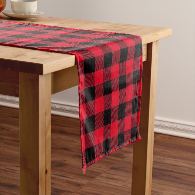 Red Lumberjack Plaid Custom 14" X 72" Table Runner (In Situ)