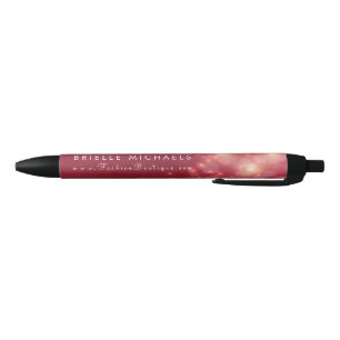 Red Luxe Bokeh Sparkle Elegant Boutique Black Ink Pen