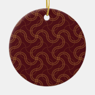 Red Luxurious Wavy Stripes Pattern Ceramic Tree Decoration