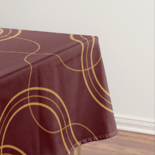 Red Luxurious Wavy Stripes Pattern Tablecloth