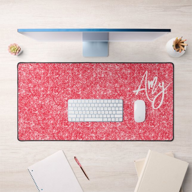 Red Luxury Glitter Desk Mat (Office 1)