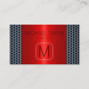 Red Luxury Stainless Metal Monogram Business Card