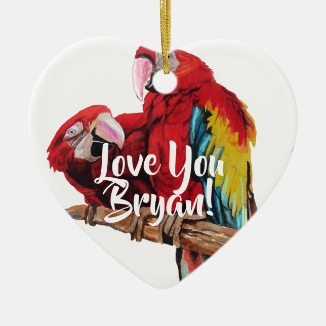 Red Macaw Art Love You Mans Name Decoration (Front)