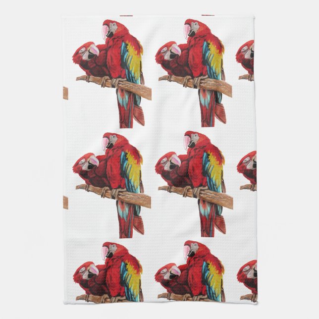 Red Macaw Tea Towel (Vertical)