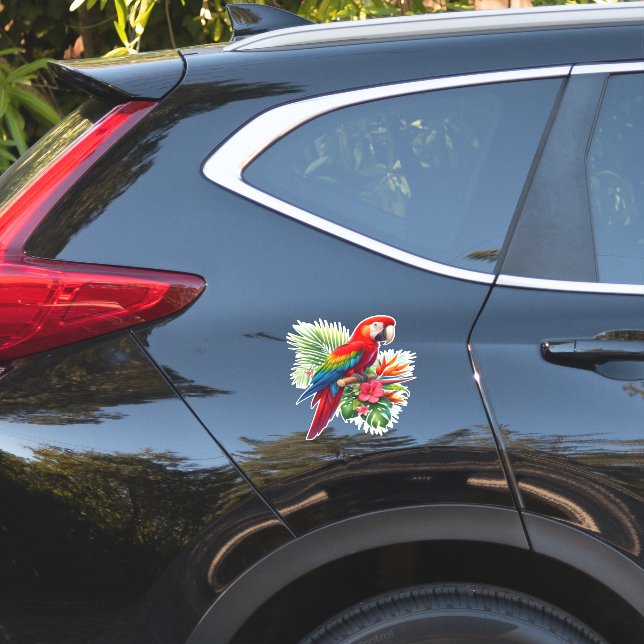 Red macaw tropical floral (Car Side)