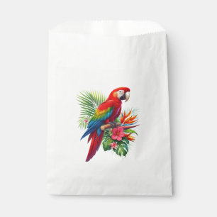 Red macaw tropical floral favour bags