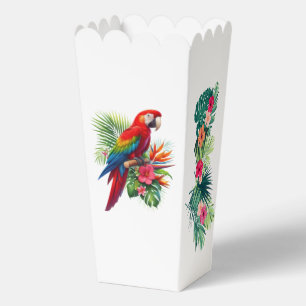 Red macaw tropical floral favour box