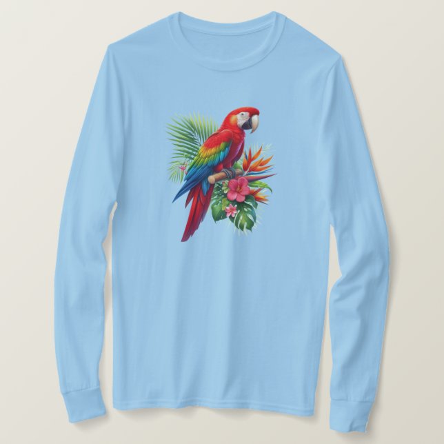 Red macaw tropical floral T-Shirt (Design Front)
