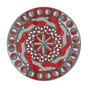 Red Machinery Glass Cutting Board
