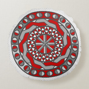 Red Machinery Round Pillow