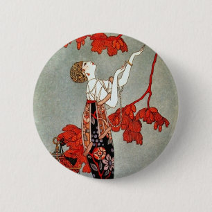 Red Madame Art Deco Design 6 Cm Round Badge