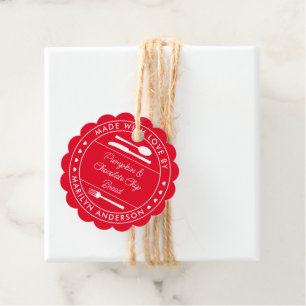 Red Made With Love Food Gift Favour Tags
