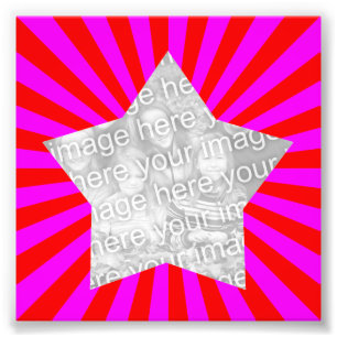 Red Magenta Starburst Frame Photo Print
