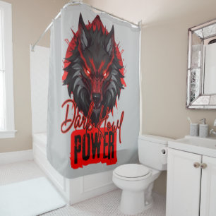 Red Magic Wolf Dark Howl Energy Shower Curtain