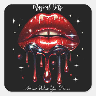 Red Magical Lips Attract your Deepest Desires  Square Sticker
