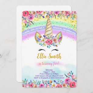 Red Magical Unicorn Invitation