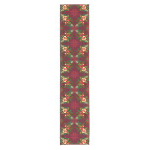 Red Magnolia Christmas Floral Print Table Runner