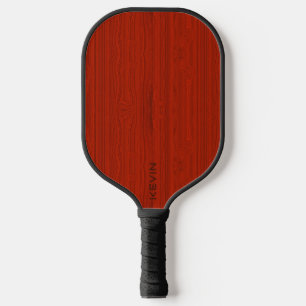 Red Mahogany Wood Monogram  Pickleball Paddle