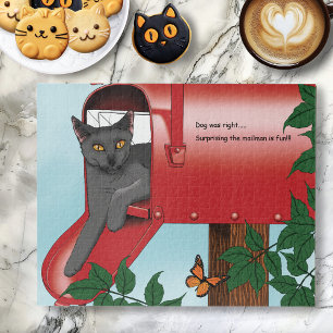 Red Mail Box Cat Jigsaw Puzzle