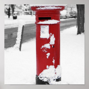 Red Mail Box in the Snow Poster