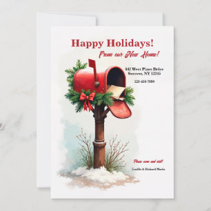 Red Mailbox Moving Announcement Holiday Card
