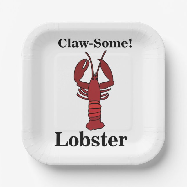 Red Maine Lobster Seafood Celebration Summer Party Paper Plate (Front)