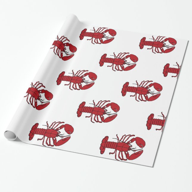 Red Maine Lobster Thunder_Cove Wrapping Paper (Unrolled)