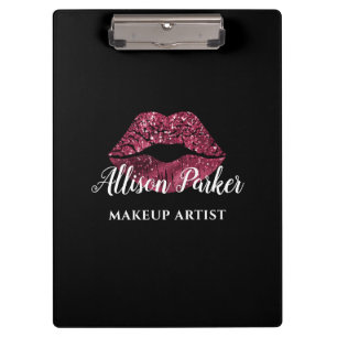 Red MAKEUP ARTIST Logo Kiss Name Clipboard