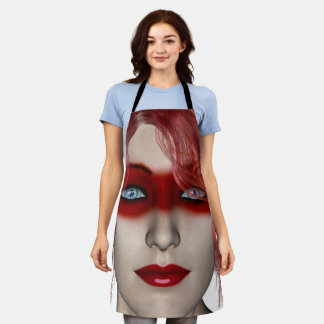 Red Makeup Fashion Female Portrait Apron