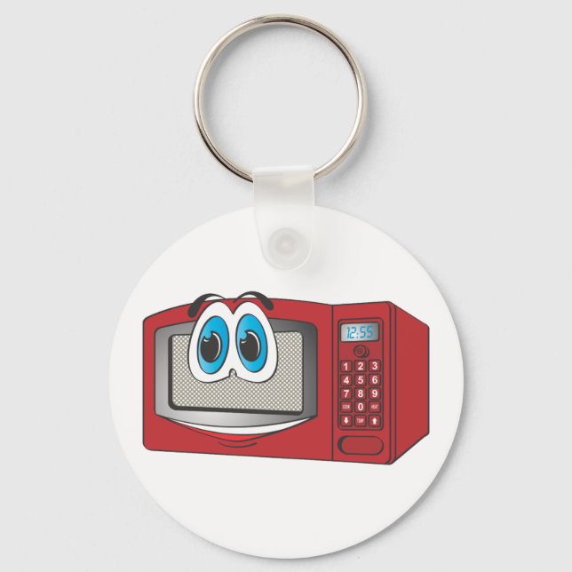 Red Male Microwave Cartoon Key Ring (Front)
