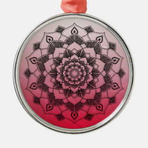 Red Mandala Abstract Beautiful Christmas Metal Tree Decoration