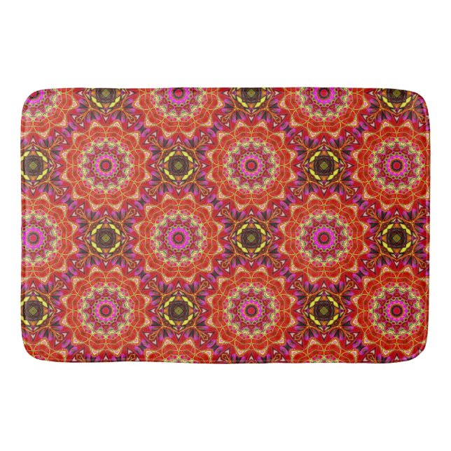 Red MANDALA  Bath Mat (Front)