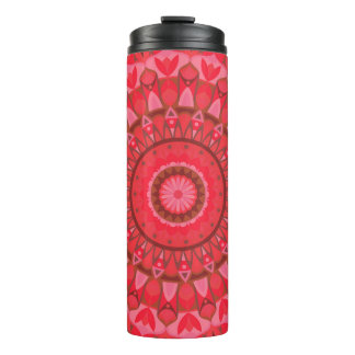 Red Mandala Boho Travel Warm Pattern Cosy Design Thermal Tumbler