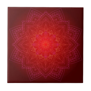 Red Mandala Ceramic Tile