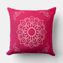 Red Mandala Decorative Pillow