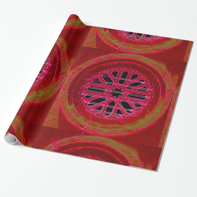 red mandala design wrapping paper (Unrolled)