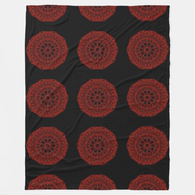 Red mandala fleece blanket (Front)