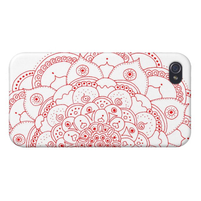 Red Mandala iphone 4 Matte Finish iPhone Case (Back Horizontal)