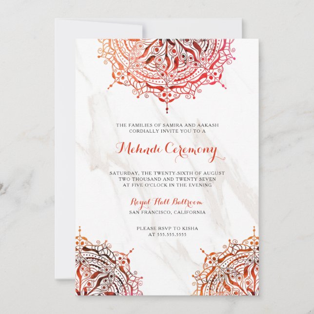 Red Mandala Mehndi Ceremony Invitation (Front)